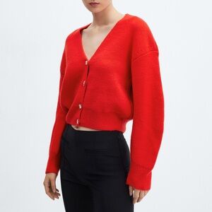 Mango KNITTED CARDIGAN WITH JEWEL BUTTON